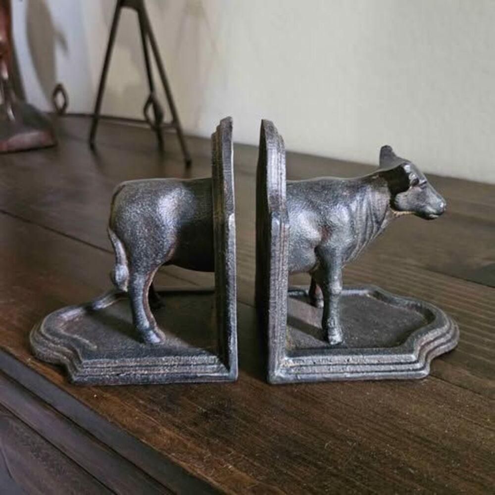 Vintage Heavy! Cast Iron Cow Bookends